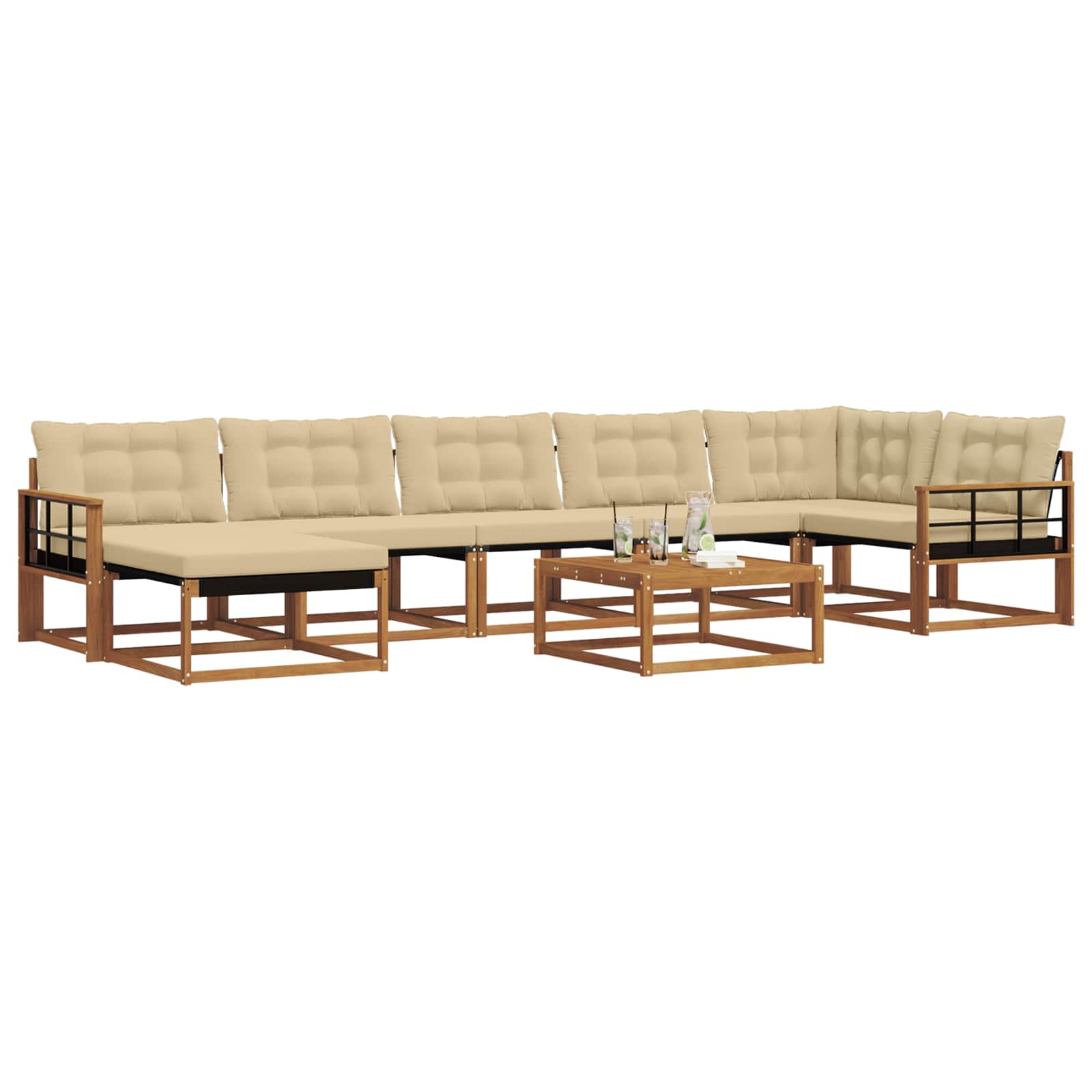 Udendørs sofagruppe 22 pcs Naturlig og Beige Massivt Akacietræ