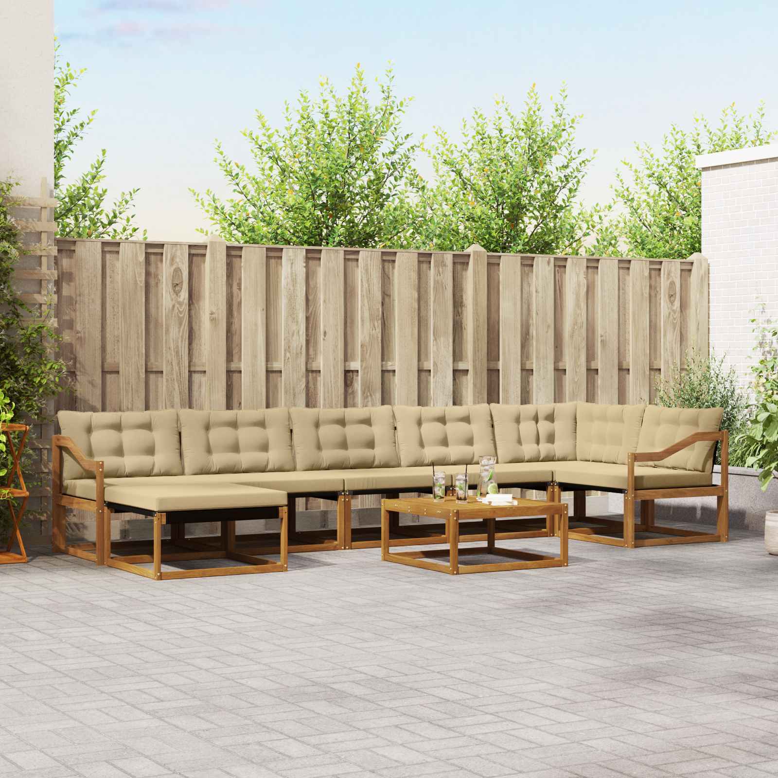 Udendørs sofagruppe 22 pcs Naturlig og Beige Massivt Akacietræ
