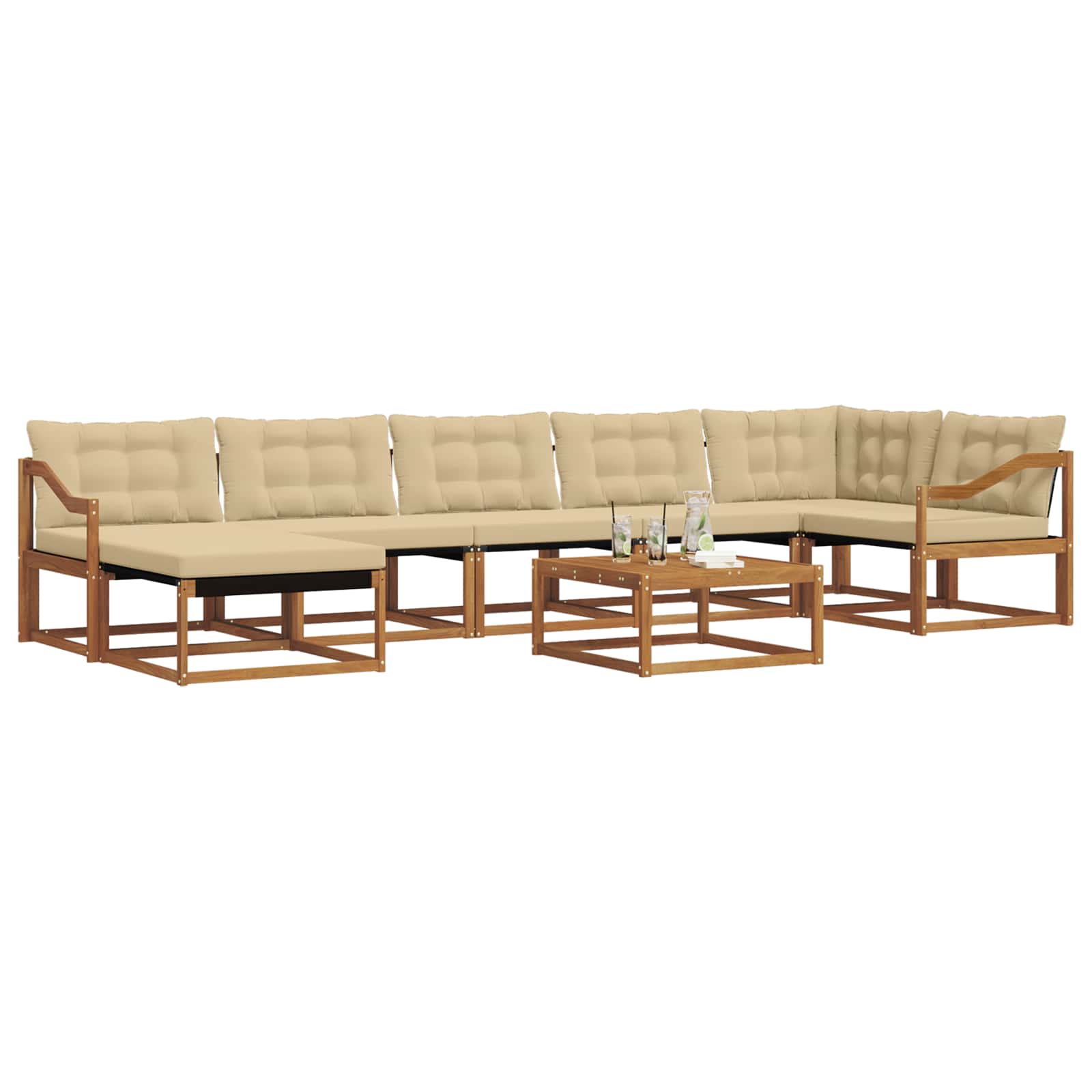 Udendørs sofagruppe 22 pcs Naturlig og Beige Massivt Akacietræ