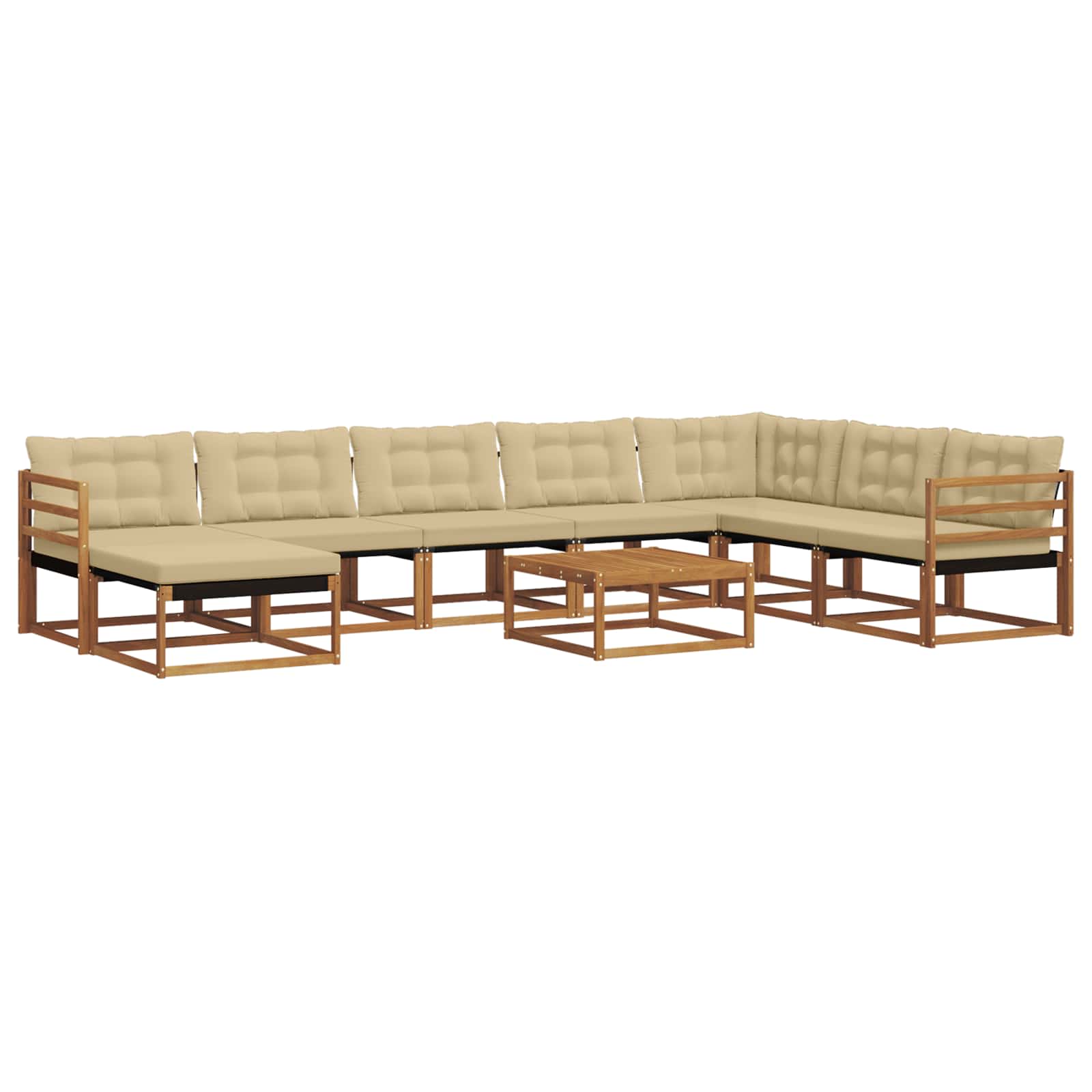 Udendørs sofagruppe 9 pcs Naturlig og Beige Massivt Akacietræ
