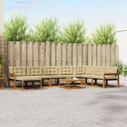 Udendørs sofagruppe 9 pcs Naturlig og Beige Massivt Akacietræ