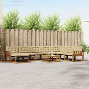 Udendørs sofagruppe 9 pcs Naturlig og Beige Massivt Akacietræ
