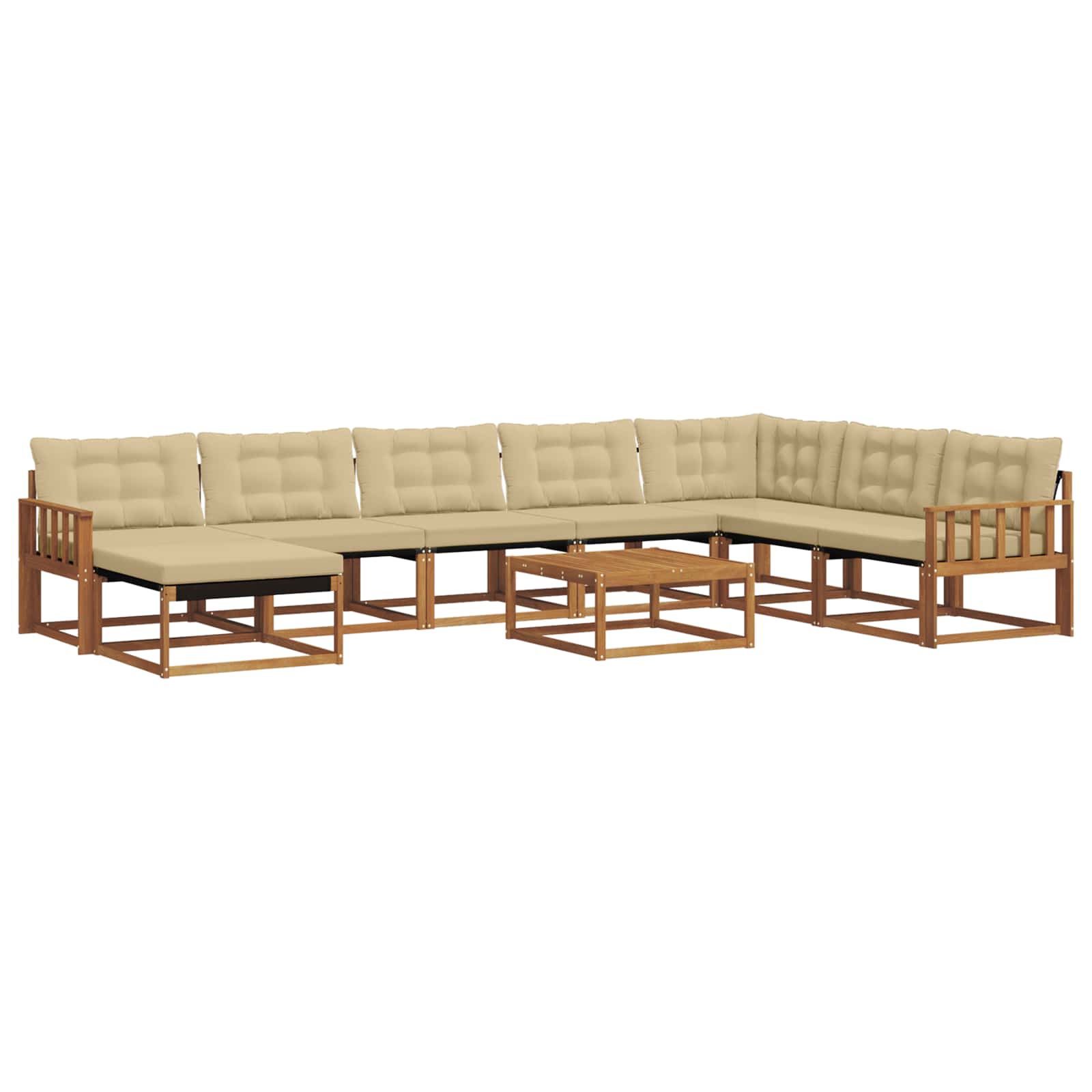 Udendørs sofagruppe 9 pcs Naturlig og Beige Massivt Akacietræ