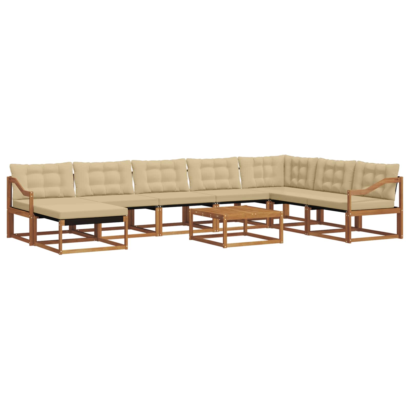 Udendørs sofagruppe 9 pcs Naturlig og Beige Massivt Akacietræ
