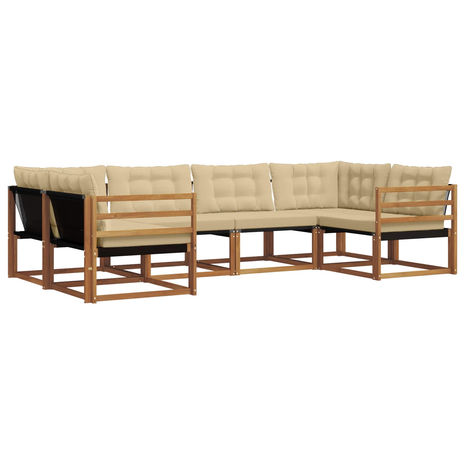 Udendørs sofagruppe med pude 6 pcs Naturlig og Beige