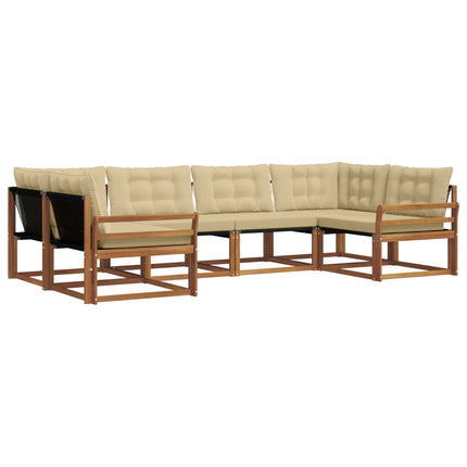 Udendørs sofagruppe med pude 6 pcs Naturlig og Beige