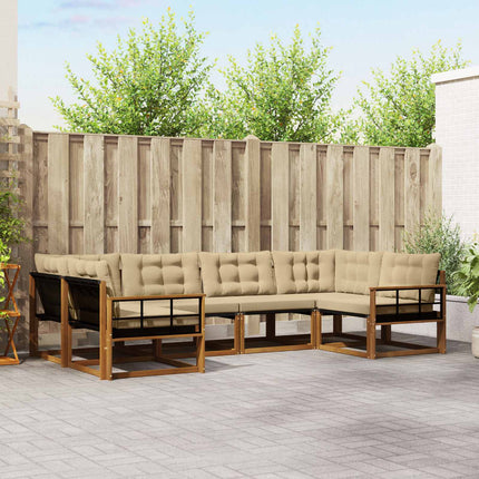 Udendørs sofagruppe med pude 6 pcs Naturlig og Beige
