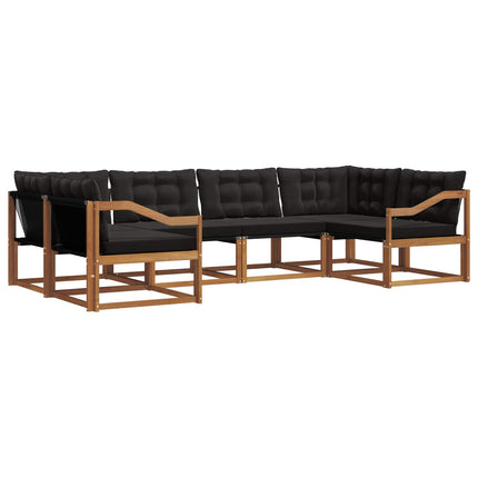 Udendørs sofagruppe med pude 6 pcs Naturlig og sort