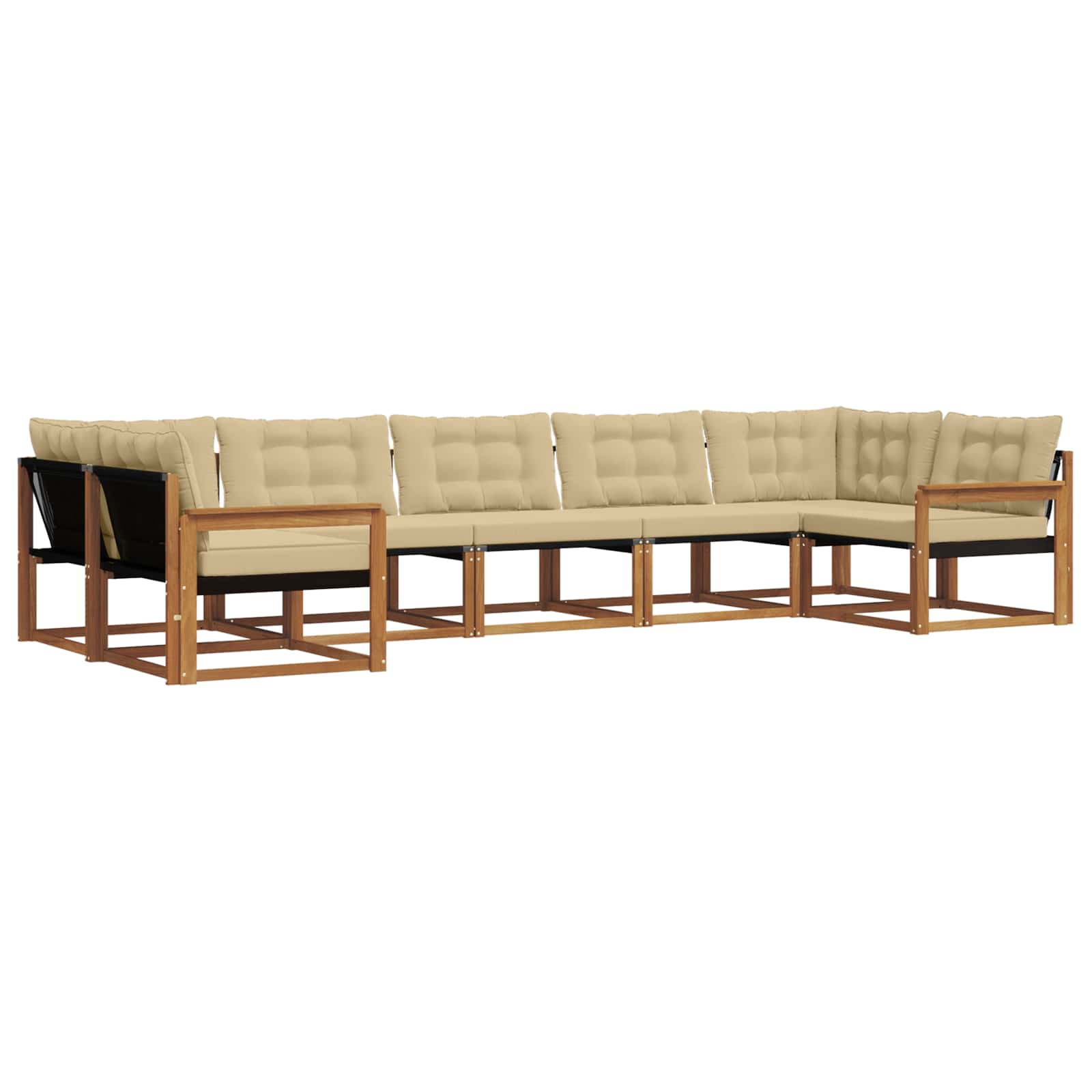 Udendørs sofagruppe med pude 7 pcs Naturlig og Beige