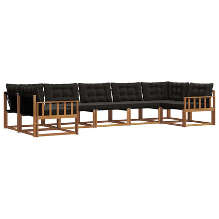 Udendørs sofagruppe med pude 7 pcs Naturlig og sort