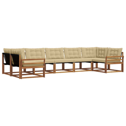 Udendørs sofagruppe med pude 7 pcs Naturlig og Beige