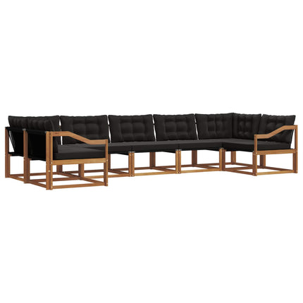 Udendørs sofagruppe med pude 7 pcs Naturlig og sort