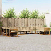 Udendørs sofagruppe med pude 10 pcs Naturlig og Beige