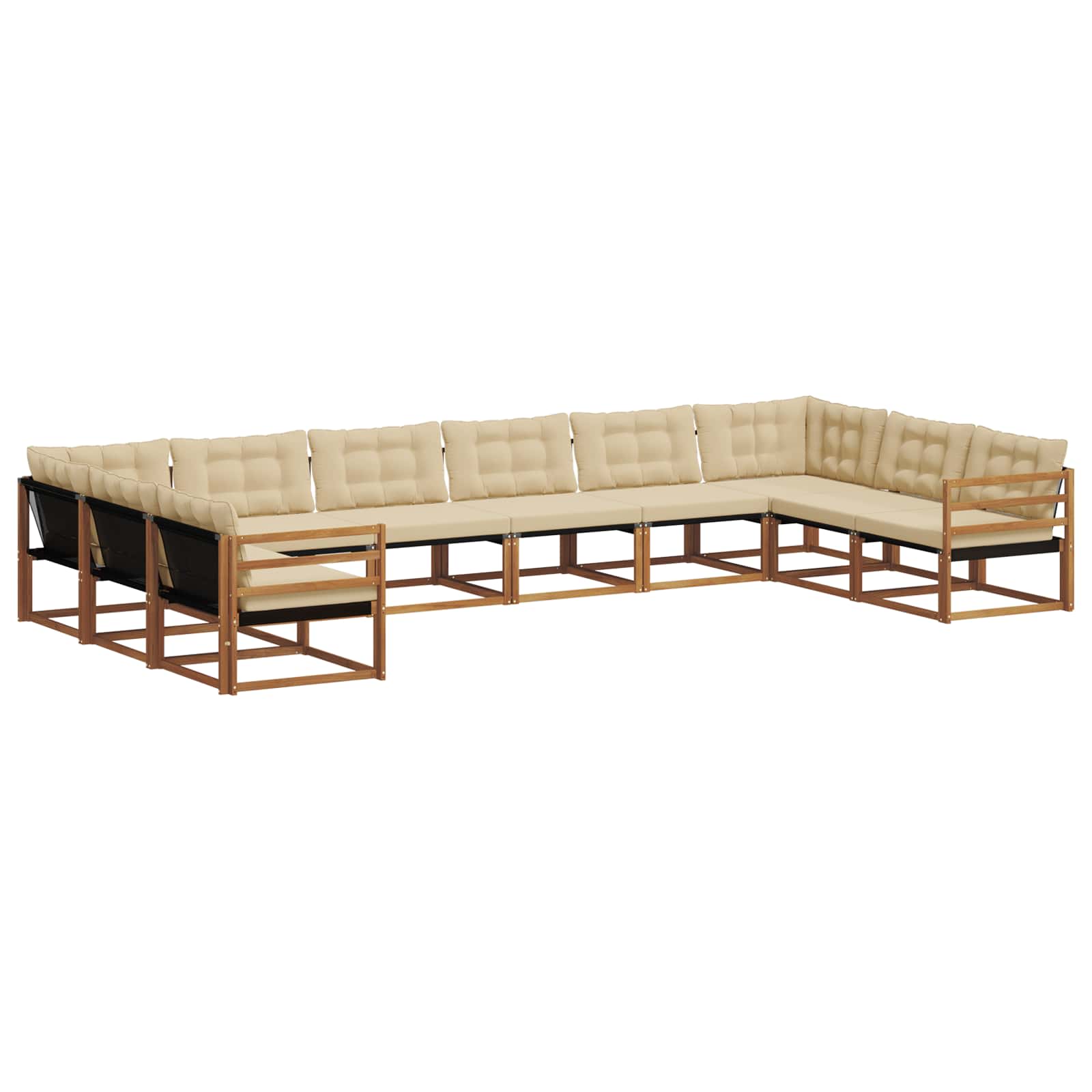Udendørs sofagruppe med pude 10 pcs Naturlig og Beige