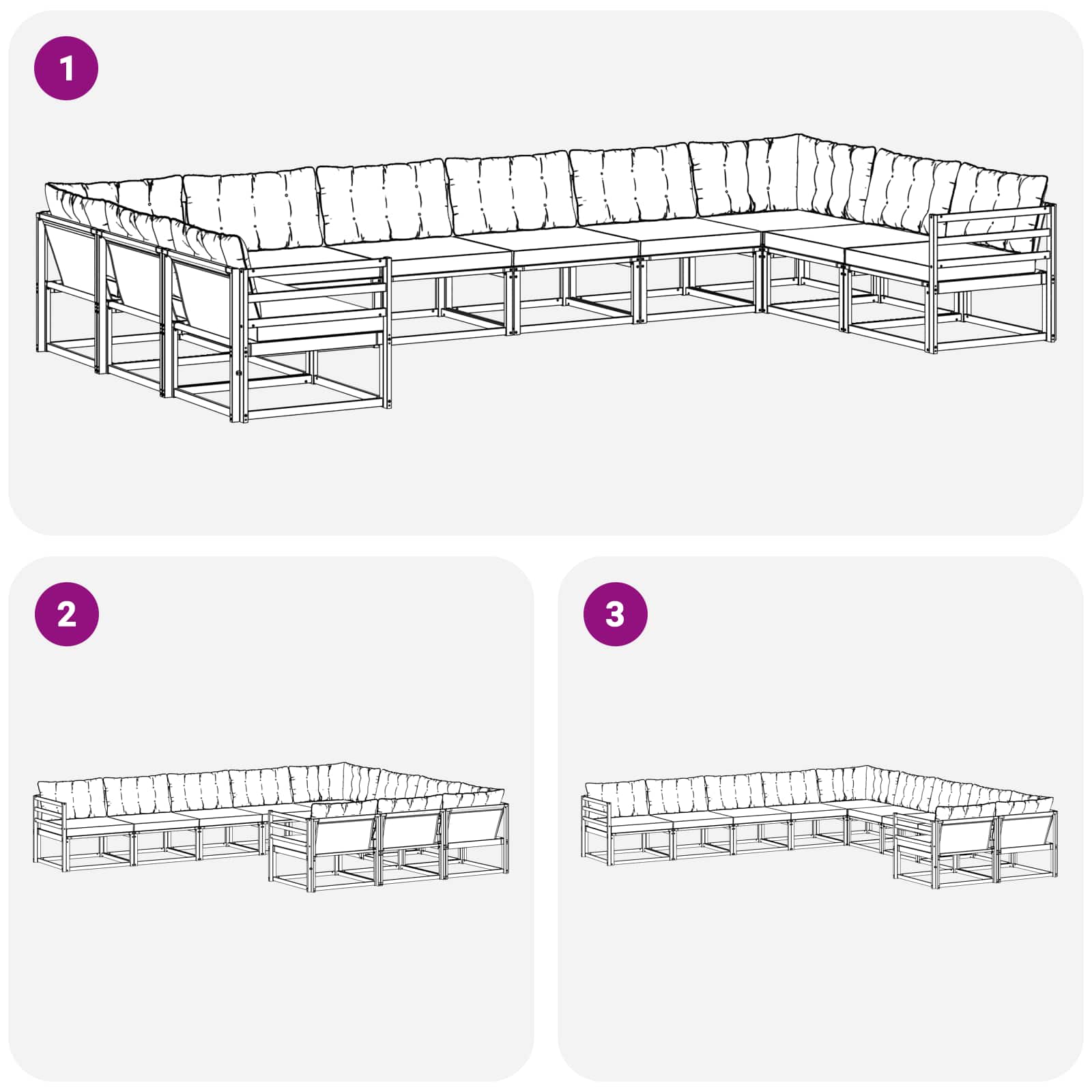 Udendørs sofagruppe med pude 10 pcs Naturlig og Beige