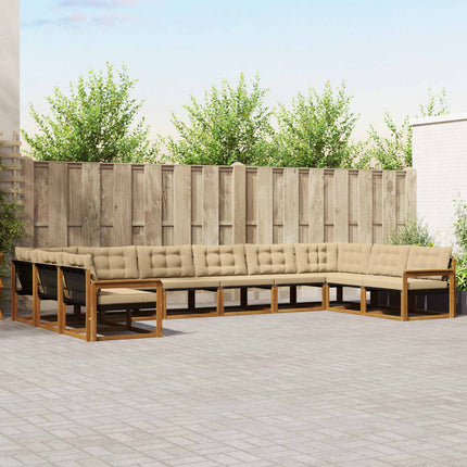 Udendørs sofagruppe med pude 10 pcs Naturlig og Beige