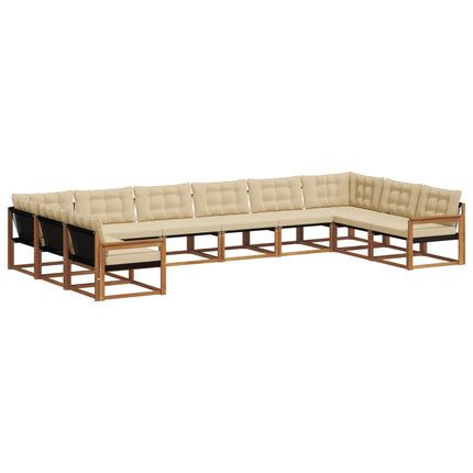 Udendørs sofagruppe med pude 10 pcs Naturlig og Beige