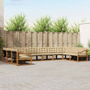 Udendørs sofagruppe med pude 10 pcs Naturlig og Beige