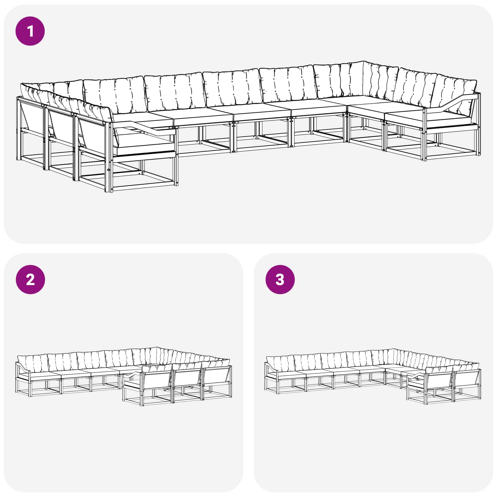 Udendørs sofagruppe med pude 10 pcs Naturlig og Beige
