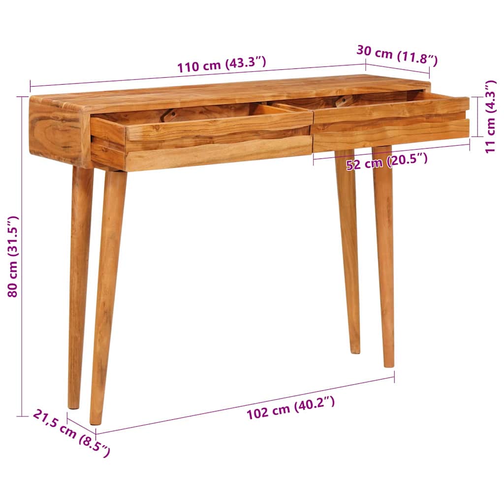 Konsolbord med skuffe Brun 110 x 30 x 80 cm Massivt Akacietræ
