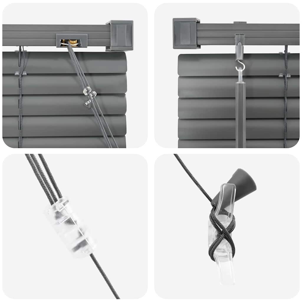 Persienner med gardiner Mørkegrå 130 x 115 cm Aluminium