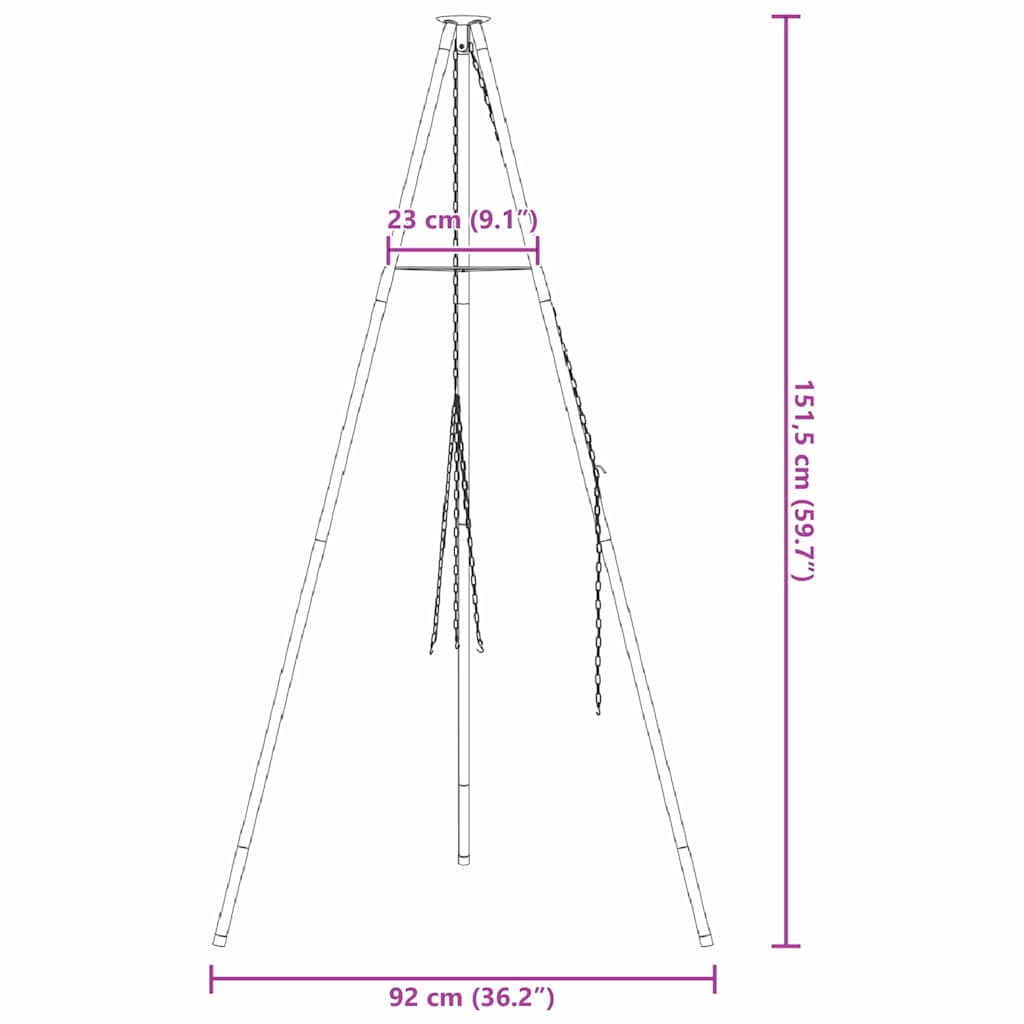 Bål tripod Sort 92 x 92 x 151.5 cm Stål