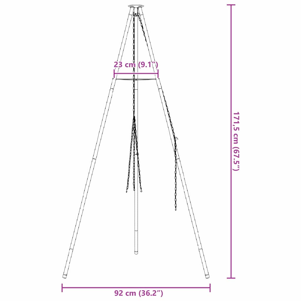 Bål tripod Sort 92 x 92 x 171.5 cm Stål