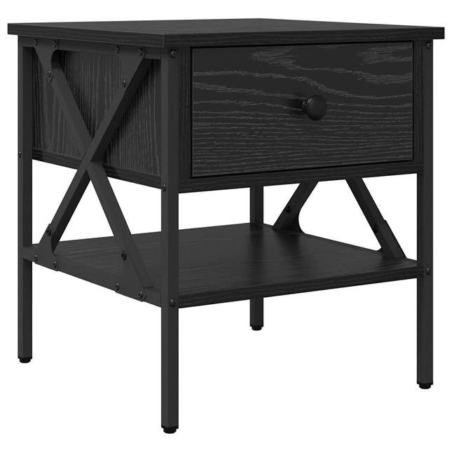 Sengebord Sort eg 40 x 42 x 45 cm Laminat træ og metal