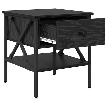 Sengebord 2 stk. Sort eg 40 x 42 x 45 cm Laminat træ og metal