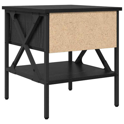 Sengebord 2 stk. Sort eg 40 x 42 x 45 cm Laminat træ og metal