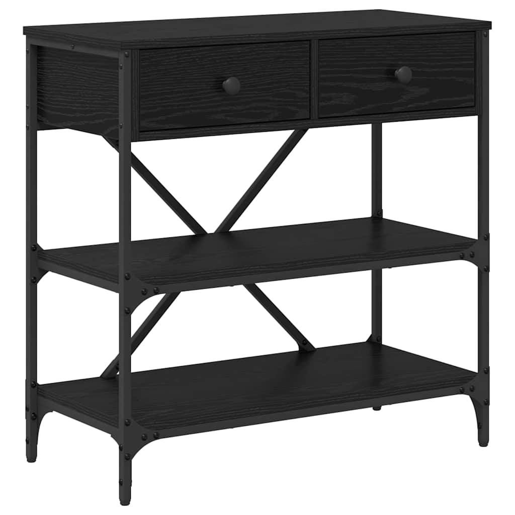 Konsolbord med skuffe med hylde Sort eg 100 x 34,5 x 75 cm træ