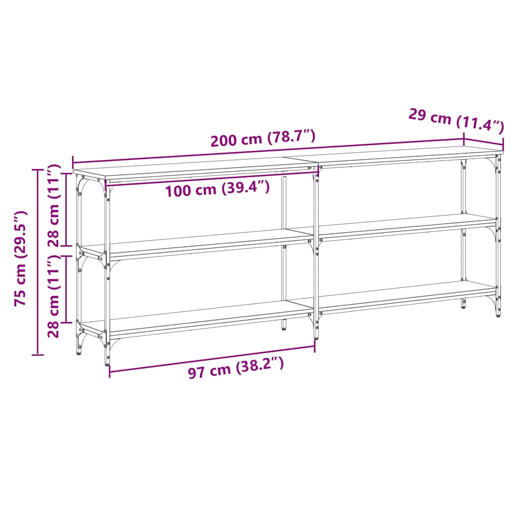 Konsolbord artisan eg 200 x 29 x 75 cm Samlet træ og metal