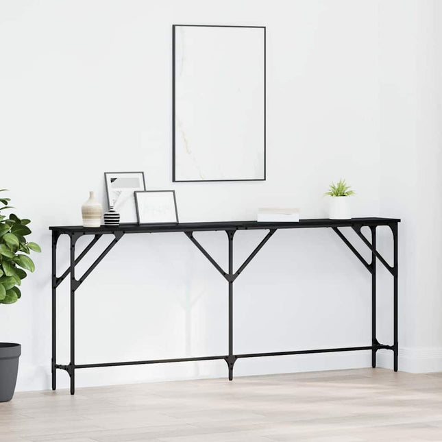 Konsolbord Sort eg 180 x 23 x 75 cm Laminat træ og metal