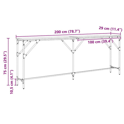 Konsolbord artisan eg 200 x 29 x 75 cm Laminat træ og metal
