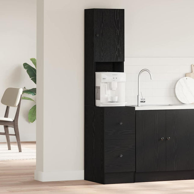 Køkken skænk med skuffe med hylde Sort eg 32 x 50 x 180 cm