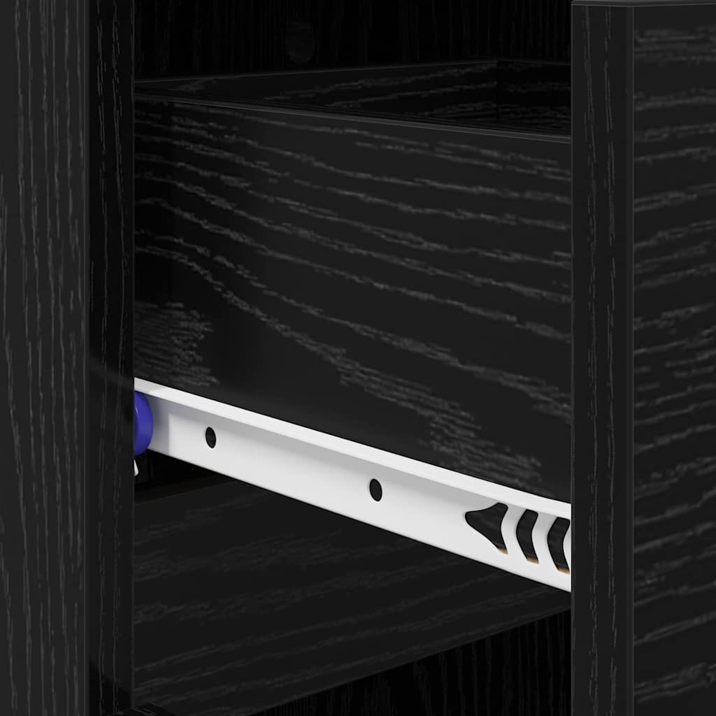 Skoskab med skuffe Sort eg 100.5 x 28 x 100 cm Konstrueret træ