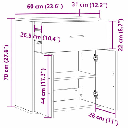 Sideboard Gammelt træ 60 x 31 x 70 cm Konstrueret træ