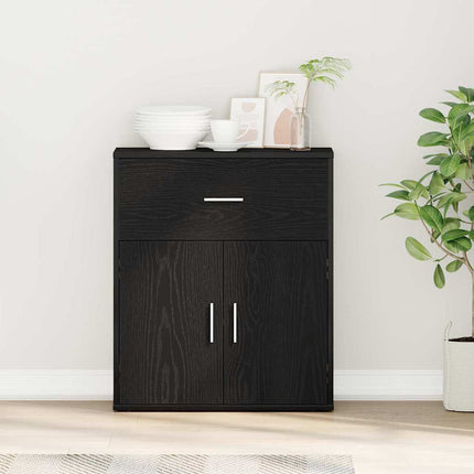 Sideboard med skuffe Sort eg 60 x 31 x 70 cm Konstrueret træ