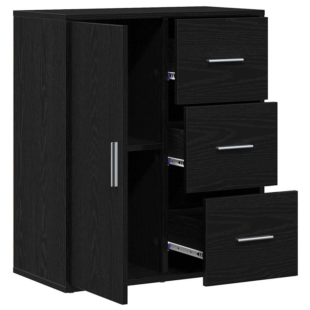 Sideboard med skuffe Sort eg 60 x 31 x 70 cm Konstrueret træ