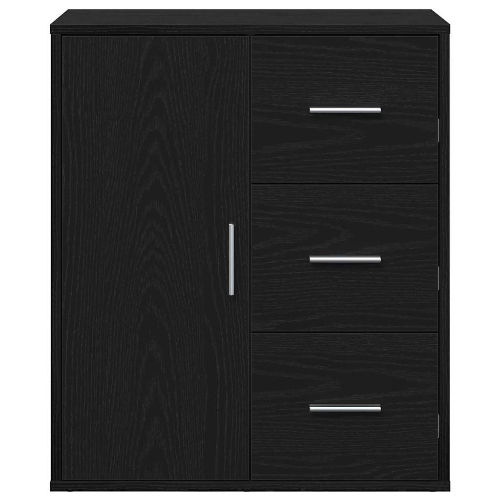 Sideboard med skuffe Sort eg 60 x 31 x 70 cm Konstrueret træ