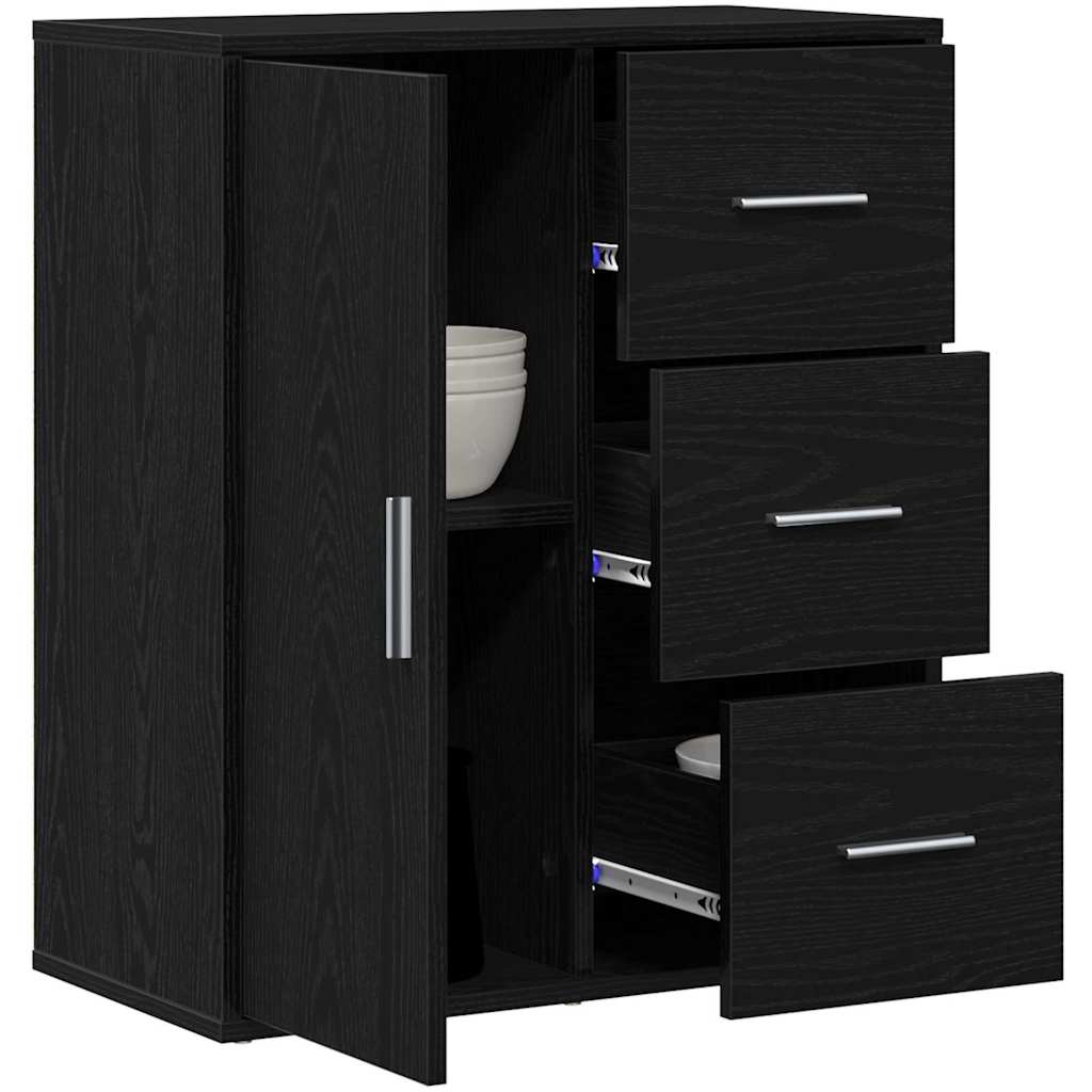 Sideboard med skuffe Sort eg 60 x 31 x 70 cm Konstrueret træ