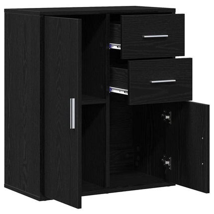 Sideboard med skuffe Sort eg 60 x 31 x 70 cm Konstrueret træ