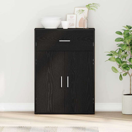 Sideboard med skuffe Sort eg 60 x 30 x 84 cm Konstrueret træ