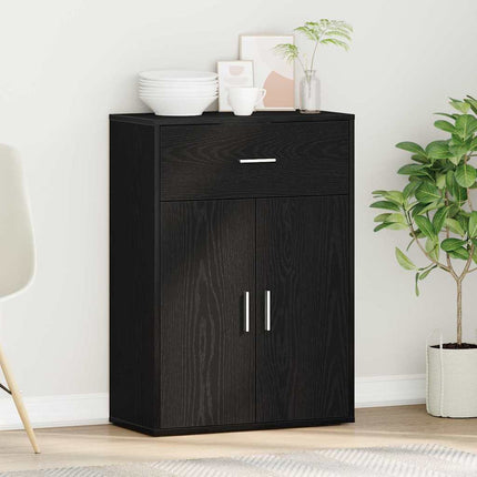 Sideboard med skuffe Sort eg 60 x 30 x 84 cm Konstrueret træ