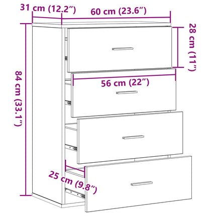 Sideboard Artisan Egetræ 60 x 39 x 80 cm Konstrueret træ