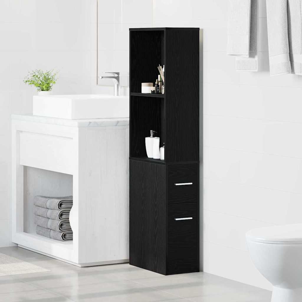 vidaXL Badeværelsesmøbel sæt 22 x 41 x 135 cm Konstrueret træ Sort eg