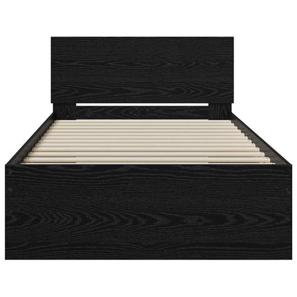 Sengestel med hovedgærde Sort eg 90 x 190 cm Konstrueret træ