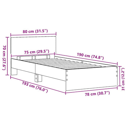 Sengestel Artisan Egetræ 75 x 190 cm Konstrueret træ