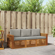 Sofasæt med pude 3 pcs Naturlig og Lys Grå Massivt Akacietræ