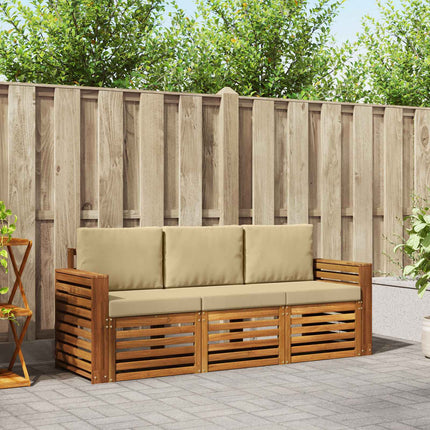 Sofasæt 3 stk. Naturlig og Beige Massivt Akacietræ
